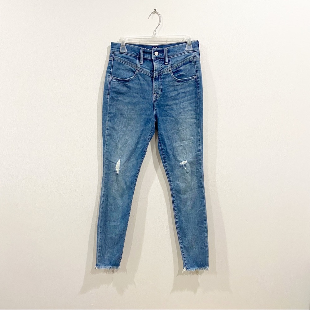 Gap True Skinny High Rise Distressed Jeans 6 Reg